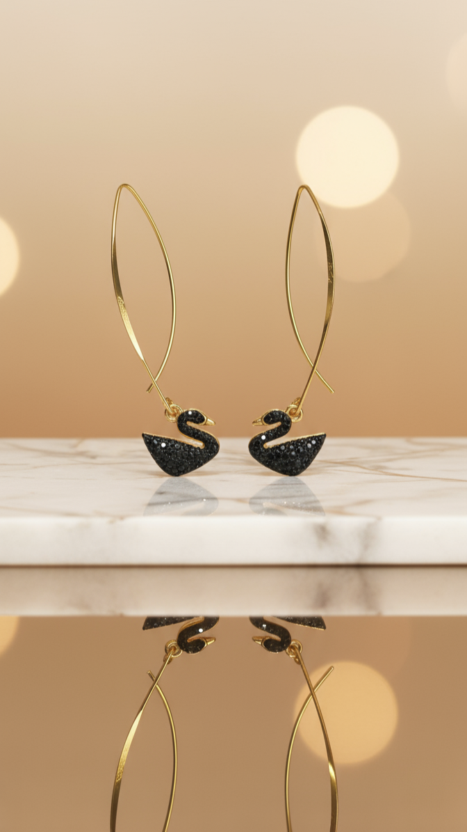 Black Swan Hoop Earrings