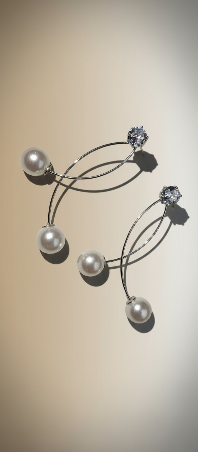 Elegant Pearl & Crystal Drop Earrings