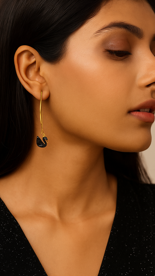 Black Swan Hoop Earrings