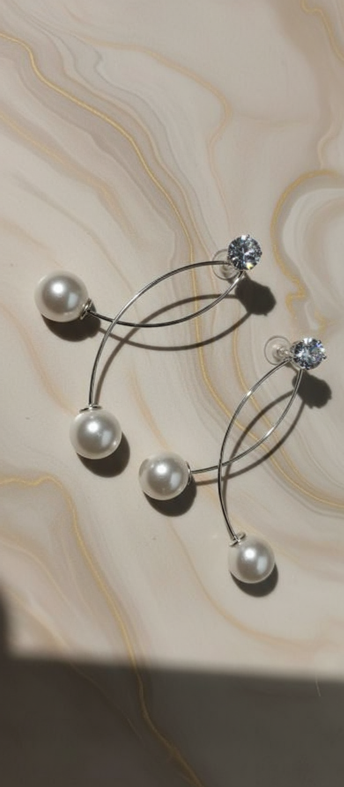 Elegant Pearl &amp; Crystal Drop Earrings