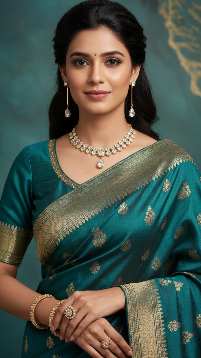 Gold & Crystal Teardrop Earrings