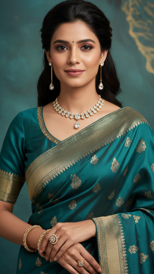 Gold & Crystal Teardrop Earrings