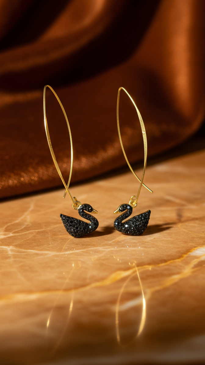 Black Swan Hoop Earrings