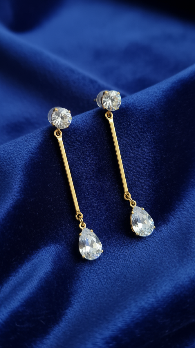 Gold & Crystal Teardrop Earrings