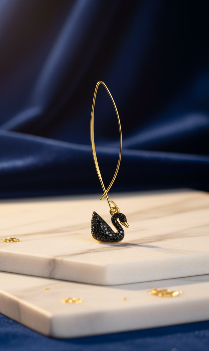 Black Swan Hoop Earrings