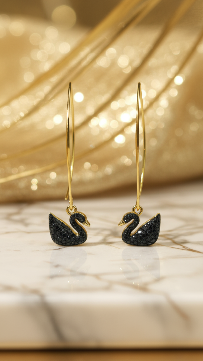 Black Swan Hoop Earrings