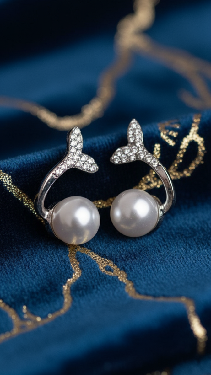 Pearl Mermaid Tail Earrings