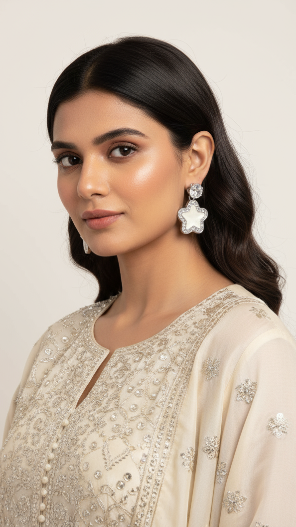 Celestial Pearl Star Earrings